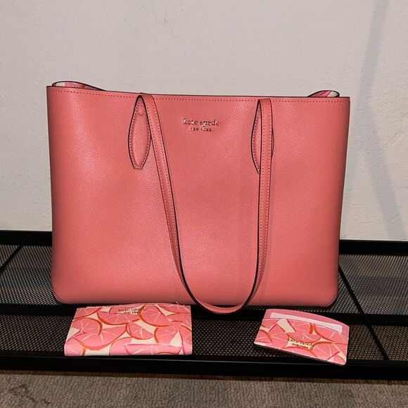 Kate Spade Grapefruit Tote with Waller and Card Holder